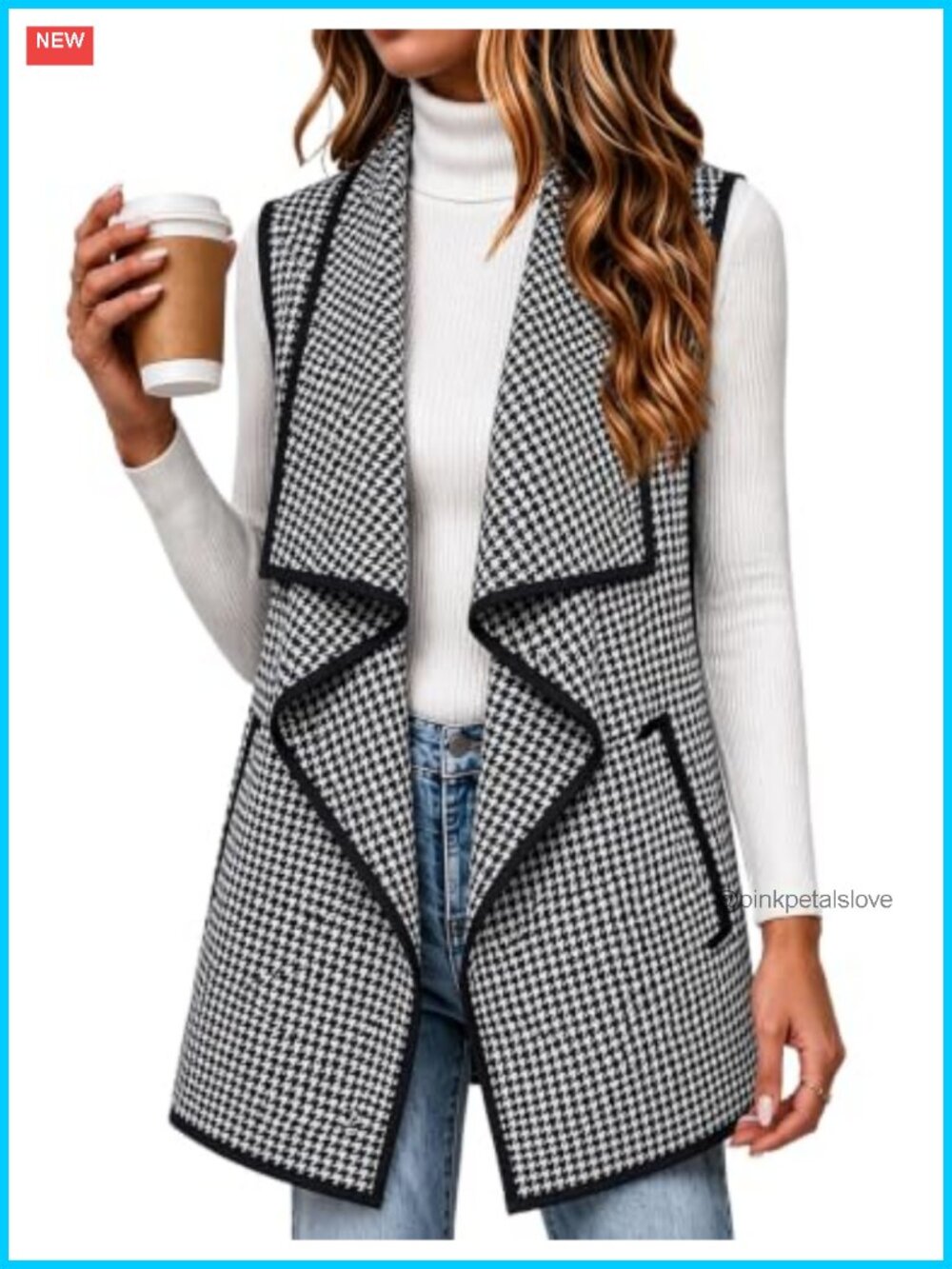 Women's Sleeveless Plaid Flannel Vest Long Open Front Jacket with Pockets